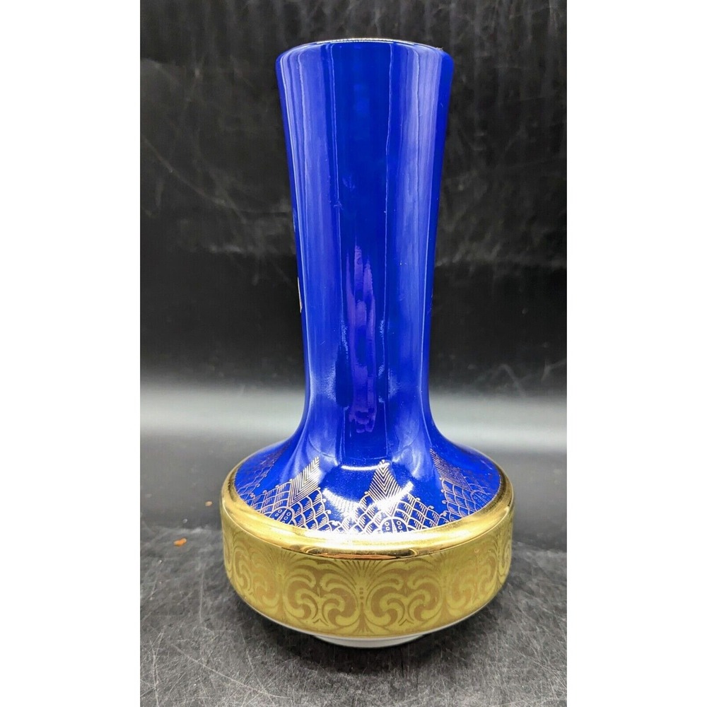 Vintage Winterling Bavaria Blue 8.75" Mid Century Porcelain Vase Germany